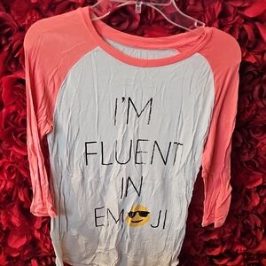 Harper & Elliot Kids Emoji Graphic Raglan Shirt - Pink & White Size Large